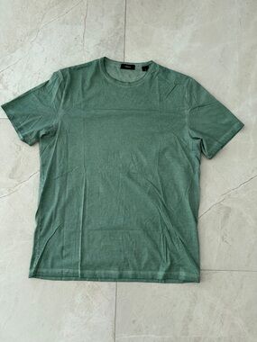 Theory Short-Sleeve Crewneck Tee in Heathered Green size L